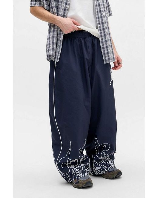 Ed Hardy Blue Uo Exclusive Navy Print Nylon Track Pants for men