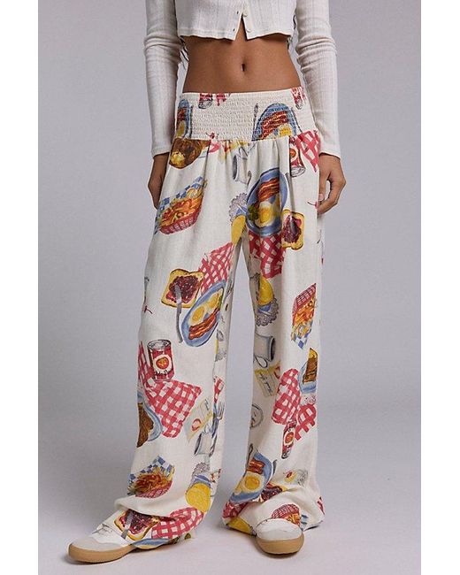 Kimchi Blue Caroline Smocked Wide Leg Linen-Blend Pant | Lyst