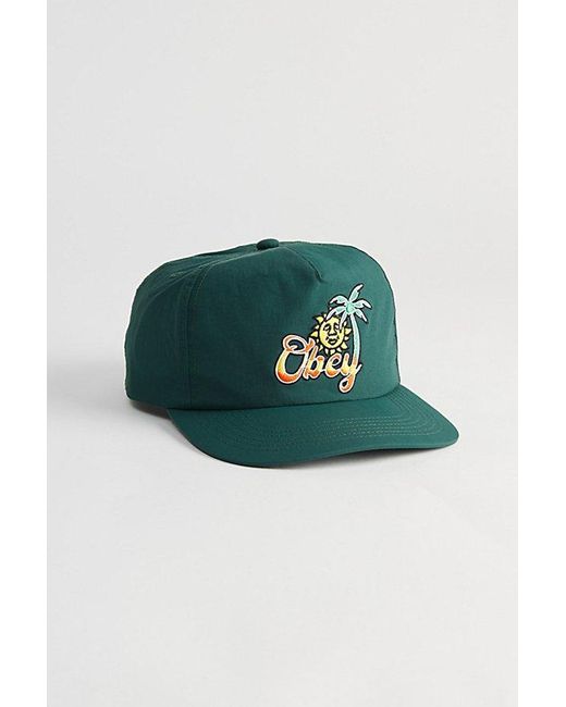 Obey Green Tropical 5-Panel Baseball Hat for men