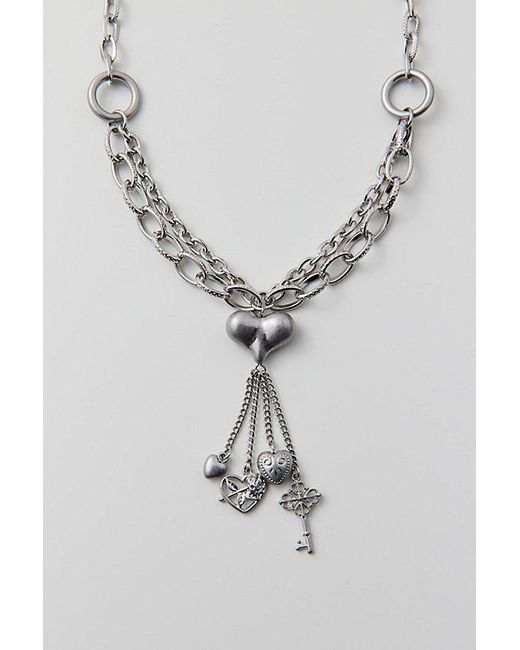 Urban Outfitters Black Key To Your Heart Charm Necklace