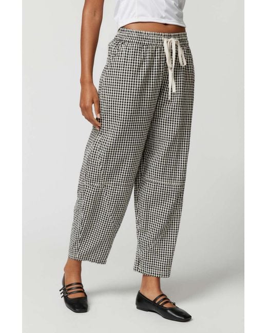 Urban Outfitters Gray Uo Jay Gingham Wide-leg Pant