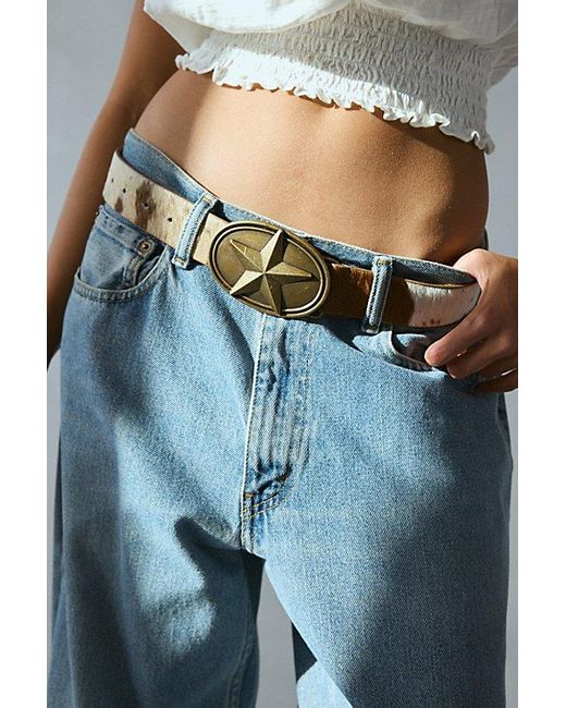 Urban Outfitters Animal Print Calf Hair Star Buckle Belt in  display picture 1