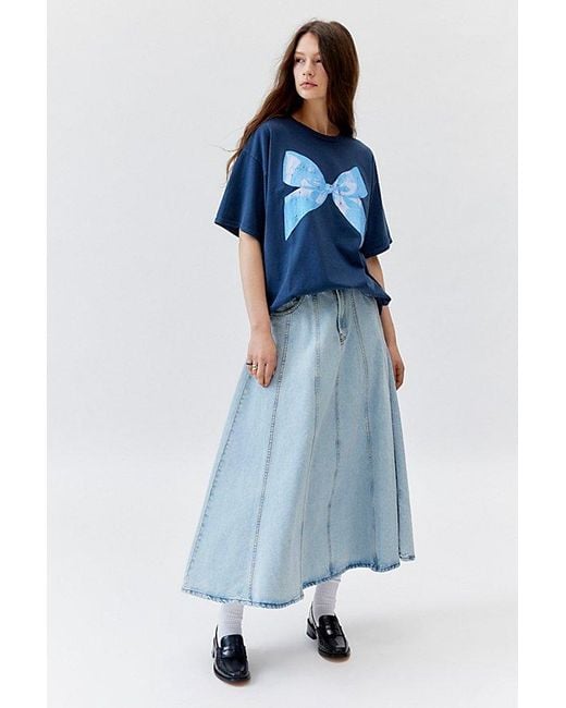 Urban Outfitters Blue Distressed Bow T-Shirt Dress
