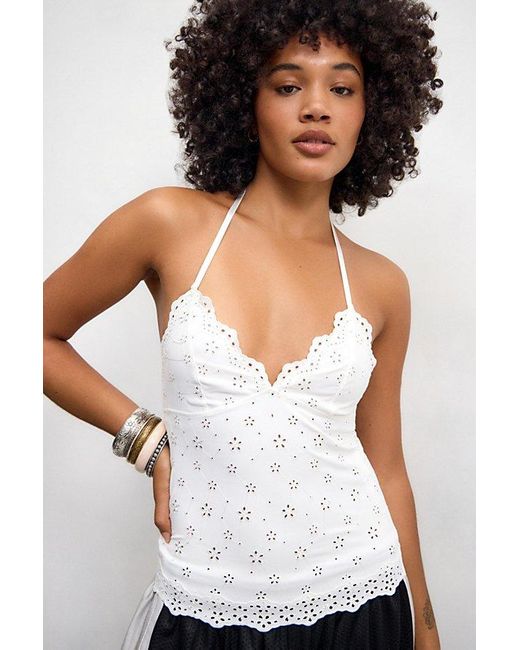 Out From Under White Broderie Halter Cami