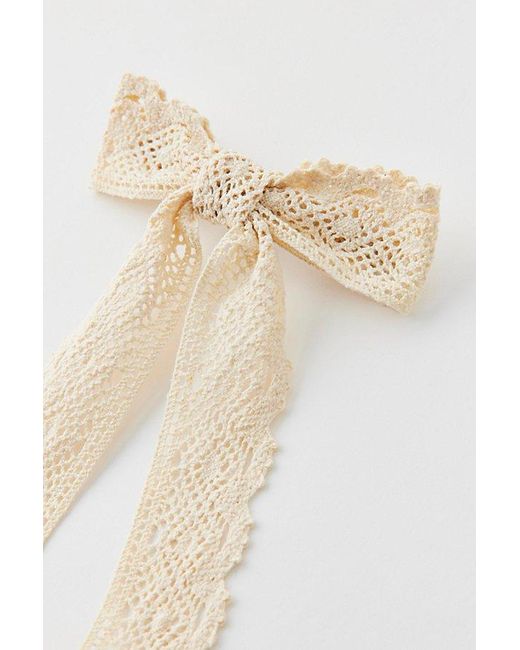 Urban Outfitters Natural Long Crochet Hair Bow Barrette