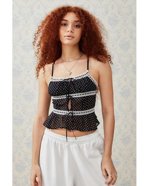Kimchi Blue Black Ivy Lace Tie-front Cami