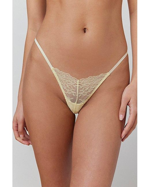 Out From Under Yellow Chantilly Lace G-String