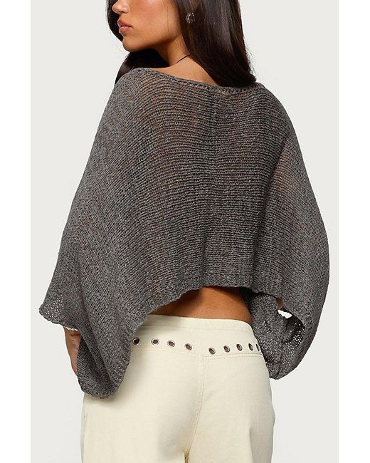 Edikted Gray Laline Oversized Knit Crop Top