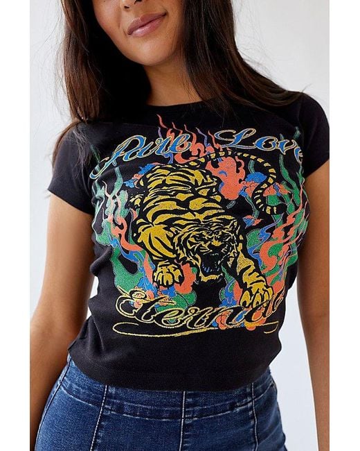 Urban Outfitters Black Pure Love Tiger Baby Tee