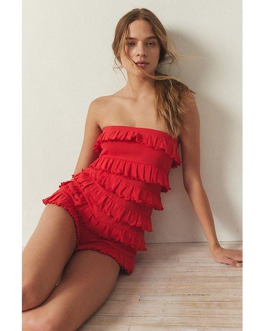 Out From Under Red Sweet Dreams Ruffle Romper