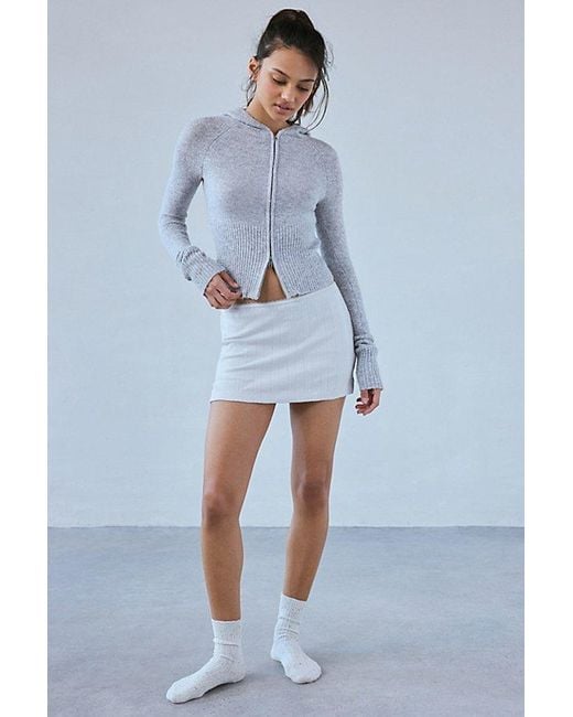 Out From Under Blue Bec Pointelle Knit Low Rise Micro Mini Skort