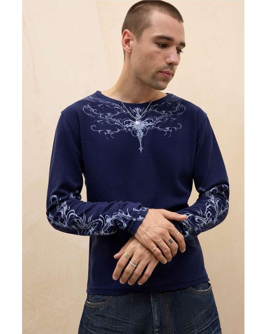 Jaded London Uo Exclusive Blue Ines Waffle T-shirt for men