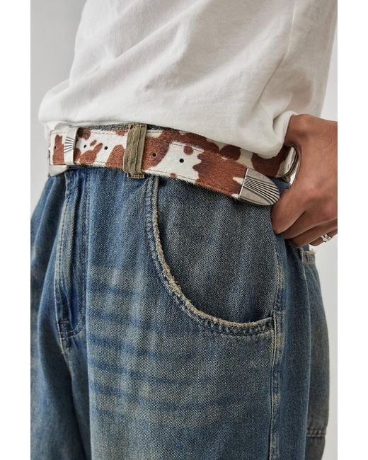 Urban Outfitters Blue Uo Cow Print Buckle Belt for men