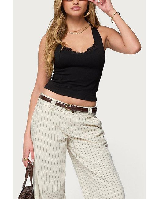 Edikted Ranata Lacey Scoop Neck Top in Black | Lyst
