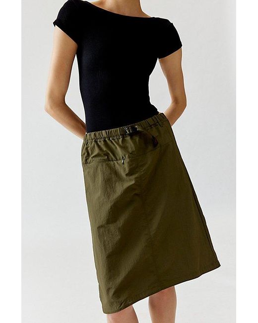 Gramicci Black Nylon Packable Midi Skirt