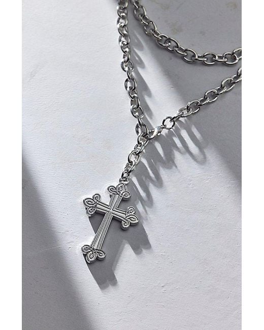 Urban Outfitters Gray Christa Cross Pendant Wrap Necklace
