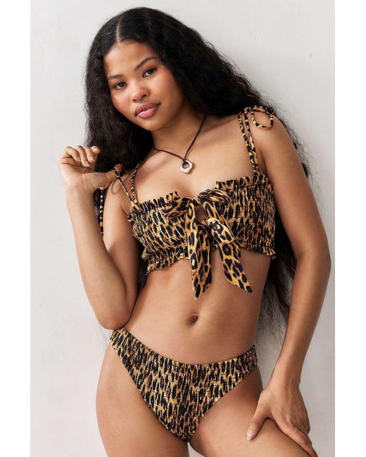 Damson Madder Black Lexie Leopard Print Bikini Top