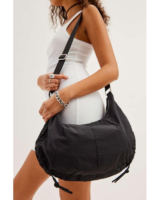 Urban Outfitters Black Uo Gathered Crescent Bag