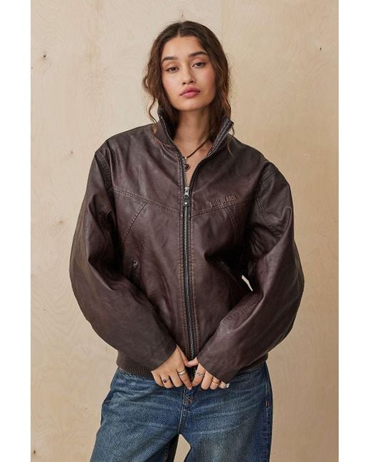 BDG Brown Frances Faux Leather Bomber Jacket
