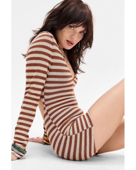 Motel Brown Kaipo Stripe Playsuit