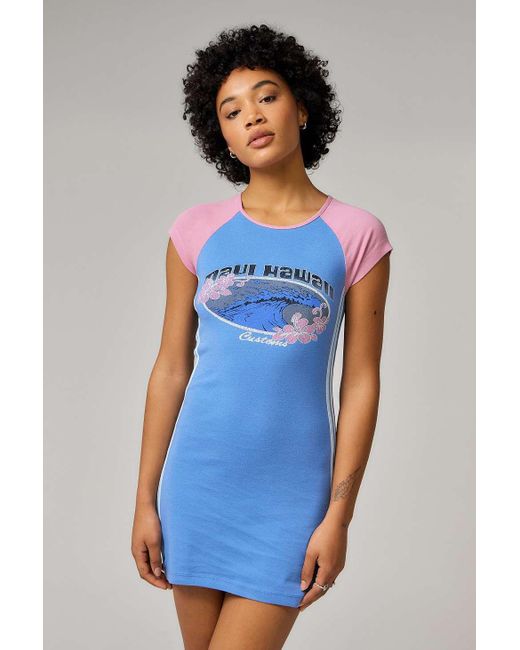 Urban Outfitters Blue Uo Hawaii Surf T-shirt Dress