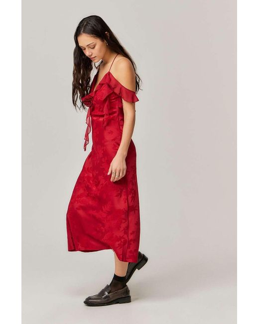 Love Triangle Red Aurelia Slip Midi Dress