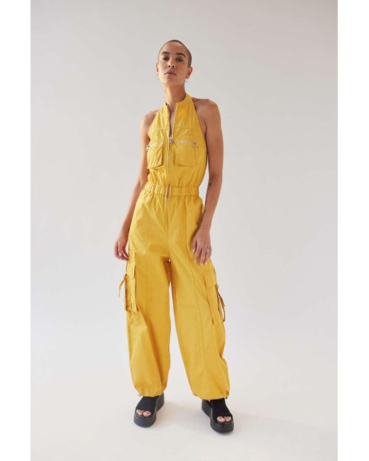 Urban Outfitters Yellow Uo Zola Halter Utility Jumpsuit