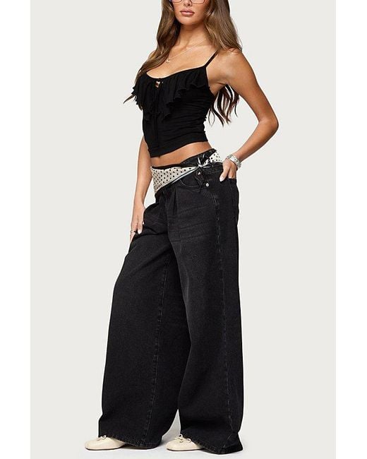Edikted Black Ruffle Tank Top