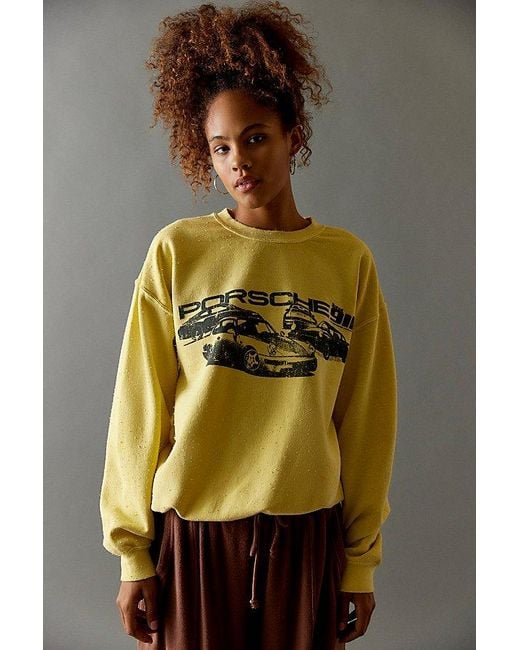 Urban Outfitters Yellow Porsche Oversized Pullover Sweatshirt