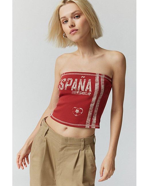 Urban Outfitters Red Espana Graphic Tube Top