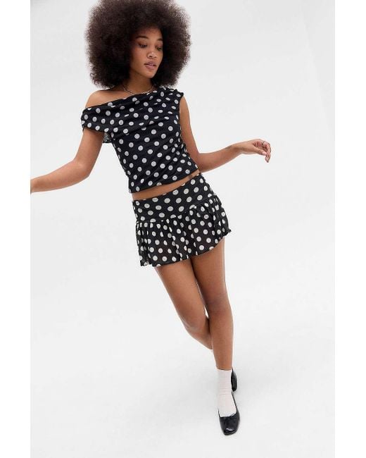 Urban Outfitters Black Uo Lola Polka Dot Mini Skort