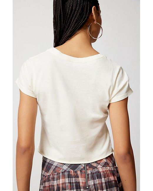 Urban Outfitters White The Rolling Stones Raw Hem Baby Tee
