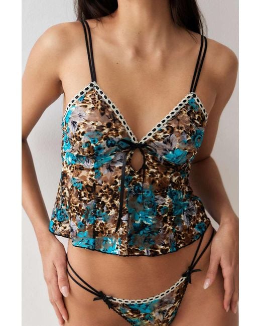 Out From Under Blue Mindy Leopard Print Cami Xs At Urban Outfitters