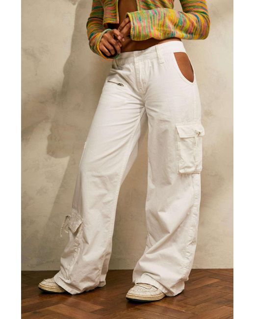 BDG White Cut-out Y2k Low Rise Cargo Pant in Black - Lyst