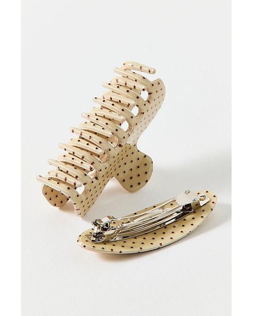 Out From Under White Patterned Claw Clip & Barrette Set