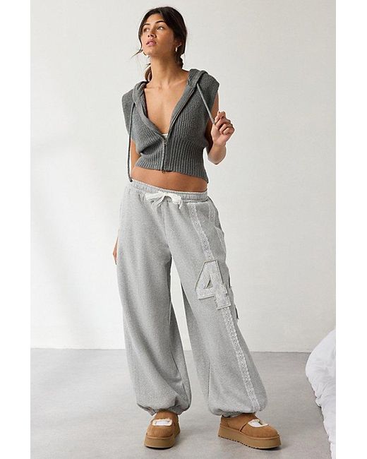 Out From Under White Brenda Lace Stripe Jogger Sweatpant