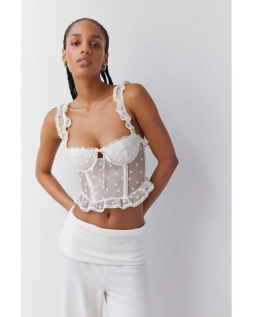 Out From Under White Lazy Daisy Ruffle Corset