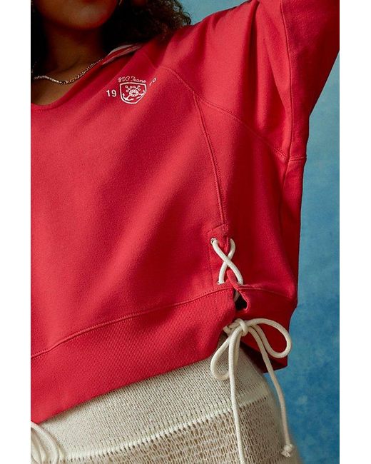 BDG Red Hampton Lace-Up Sweatshirt