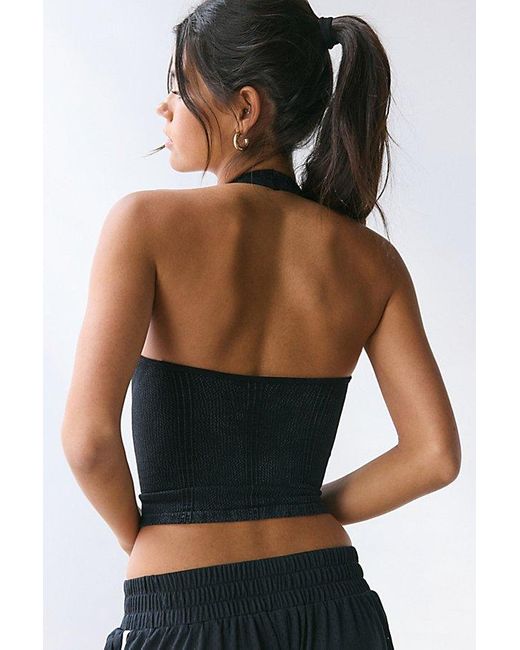 Out From Under Black Charlie Seamless Knit Halter Crop Top