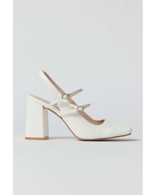Urban Outfitters Uo Lyla Square Toe Slingback Heel In White,at