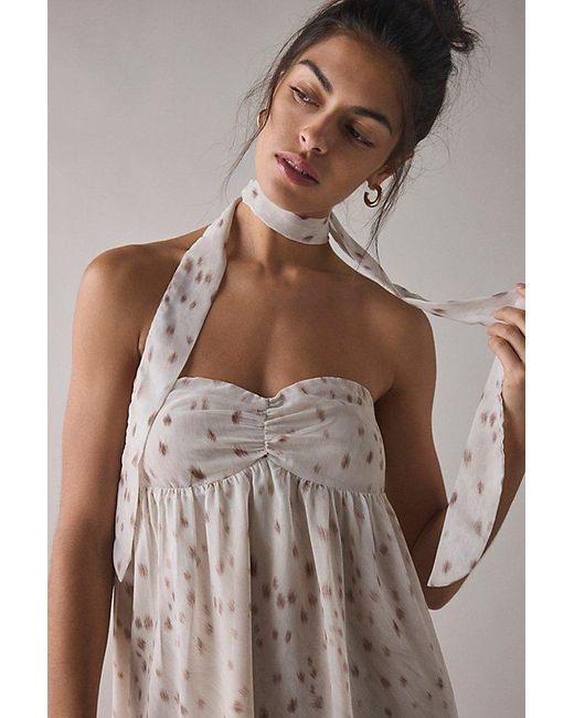 Motel Multicolor Yukio Strapless Scarf Babydoll Mini Dress