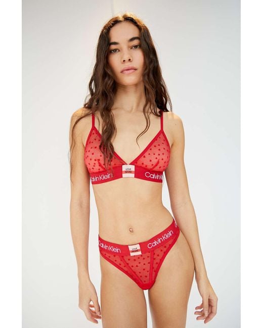 Calvin Klein Carousel Bralette Set in Red