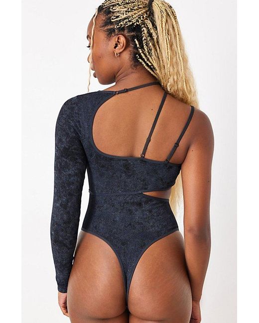 Out From Under Blue Ribbed Cut-Out Bodysuit