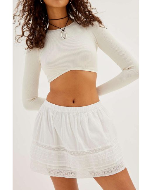 Urban Outfitters White Uo Annabelle Lace Mini Skirt