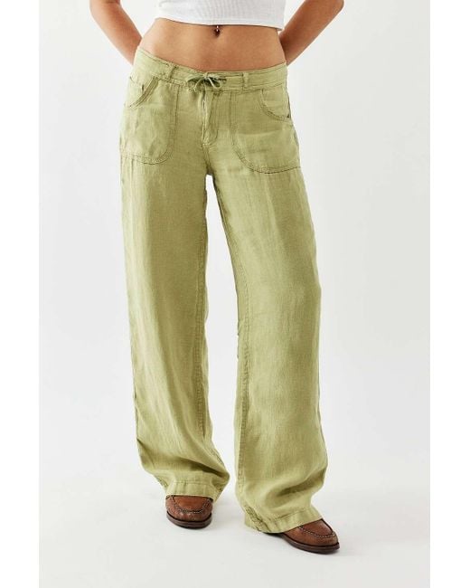 BDG Green Olive Five-pocket Linen Pants