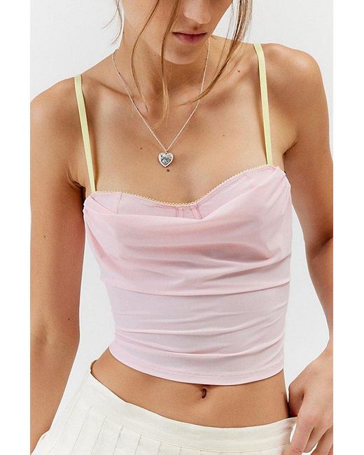 Out From Under Pink Mesh Balconette Bra Cami