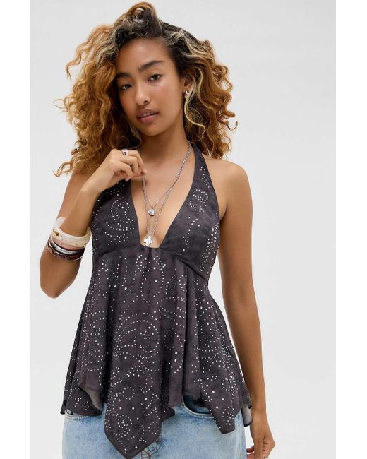 Silence + Noise Black Silence + Noise Billie Diamanté Halter Top