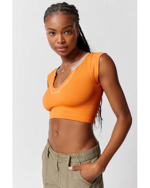 Out From Under Orange Go For Gold Seamless Cropped Top