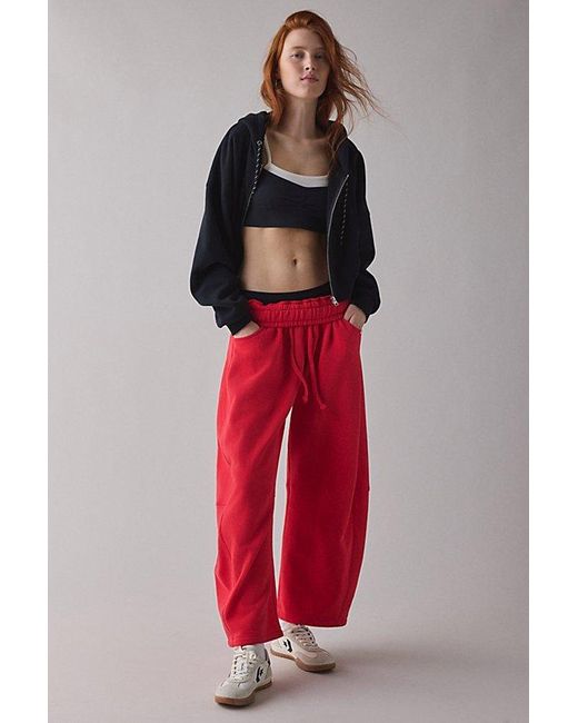 Out From Under Red Essential Barrel Leg Full Length Sweatpant