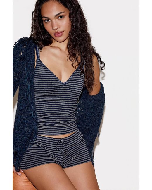 Out From Under Blue Demi Stripe Hotpant Shorts